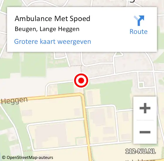 Locatie op kaart van de 112 melding: Ambulance Met Spoed Naar Beugen, Lange Heggen op 5 augustus 2019 16:09