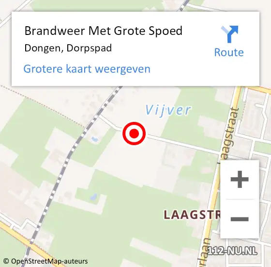 Locatie op kaart van de 112 melding: Brandweer Met Grote Spoed Naar Dongen, Dorpspad op 5 augustus 2019 18:02