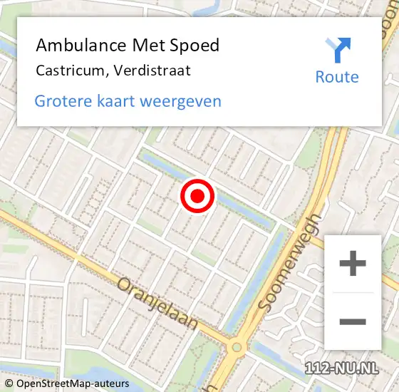 Locatie op kaart van de 112 melding: Ambulance Met Spoed Naar Castricum, Verdistraat op 5 augustus 2019 18:59