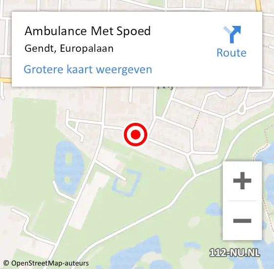 Locatie op kaart van de 112 melding: Ambulance Met Spoed Naar Gendt, Europalaan op 5 augustus 2019 22:12