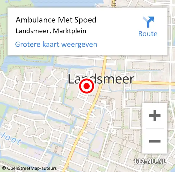 Locatie op kaart van de 112 melding: Ambulance Met Spoed Naar Landsmeer, Marktplein op 5 augustus 2019 22:20