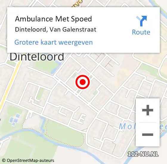 Locatie op kaart van de 112 melding: Ambulance Met Spoed Naar Dinteloord, Van Galenstraat op 5 augustus 2019 22:54