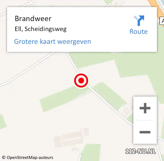 Locatie op kaart van de 112 melding: Brandweer Ell, Scheidingsweg op 5 augustus 2019 23:28