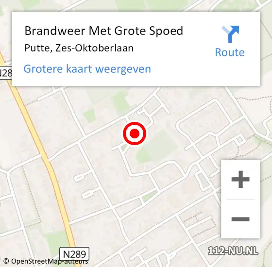 Locatie op kaart van de 112 melding: Brandweer Met Grote Spoed Naar Putte, Zes-Oktoberlaan op 5 augustus 2019 23:39