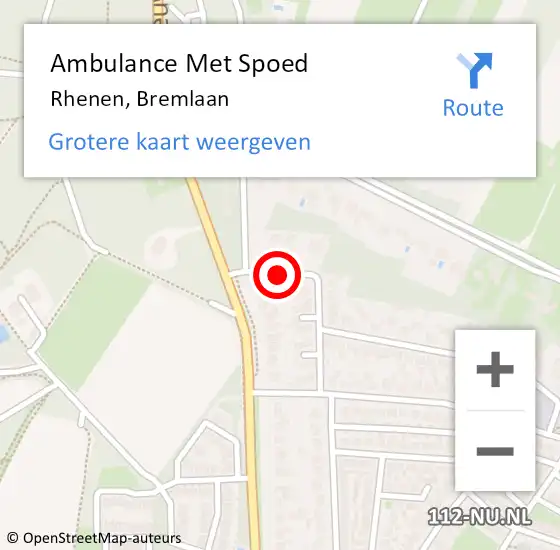 Locatie op kaart van de 112 melding: Ambulance Met Spoed Naar Rhenen, Bremlaan op 5 augustus 2019 23:54