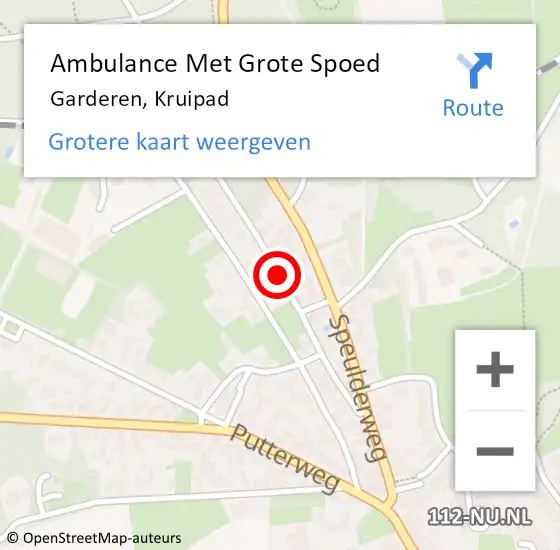 Locatie op kaart van de 112 melding: Ambulance Met Grote Spoed Naar Garderen, Kruipad op 6 augustus 2019 00:47