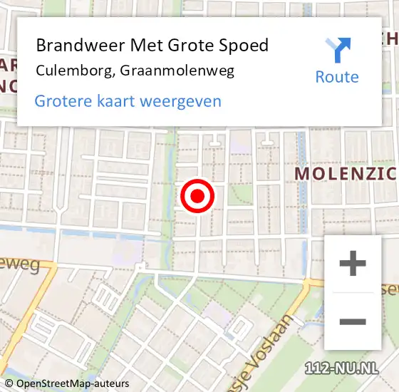 Locatie op kaart van de 112 melding: Brandweer Met Grote Spoed Naar Culemborg, Graanmolenweg op 6 augustus 2019 02:51