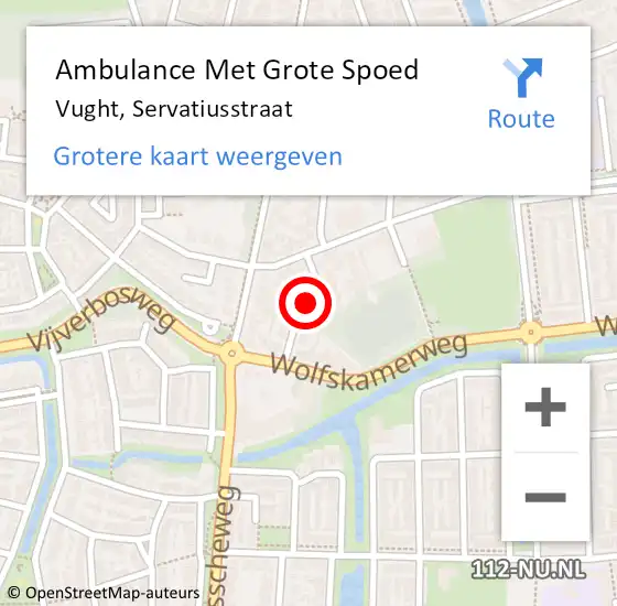 Locatie op kaart van de 112 melding: Ambulance Met Grote Spoed Naar Vught, Servatiusstraat op 6 augustus 2019 03:30