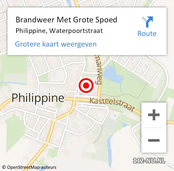 Locatie op kaart van de 112 melding: Brandweer Met Grote Spoed Naar Philippine, Waterpoortstraat op 6 augustus 2019 04:07