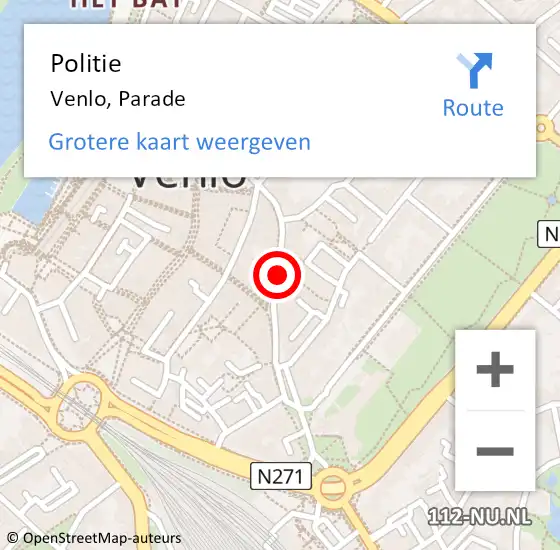 Locatie op kaart van de 112 melding: Politie Venlo, Parade op 6 augustus 2019 05:04