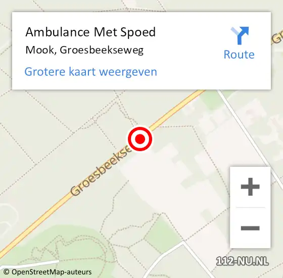 Locatie op kaart van de 112 melding: Ambulance Met Spoed Naar Mook, Groesbeekseweg op 6 augustus 2019 08:31