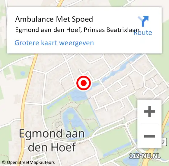 Locatie op kaart van de 112 melding: Ambulance Met Spoed Naar Egmond aan den Hoef, Prinses Beatrixlaan op 6 augustus 2019 10:02