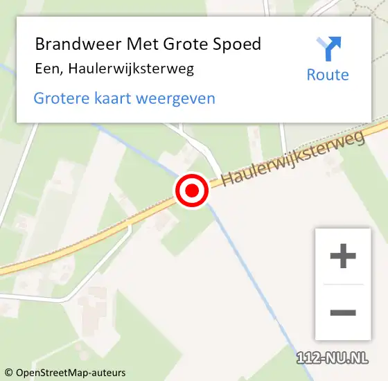 Locatie op kaart van de 112 melding: Brandweer Met Grote Spoed Naar Een, Haulerwijksterweg op 6 augustus 2019 11:00
