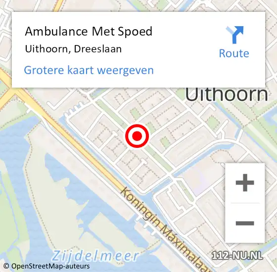 Locatie op kaart van de 112 melding: Ambulance Met Spoed Naar Uithoorn, Dreeslaan op 6 augustus 2019 11:10