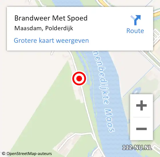 Locatie op kaart van de 112 melding: Brandweer Met Spoed Naar Maasdam, Polderdijk op 6 augustus 2019 13:23