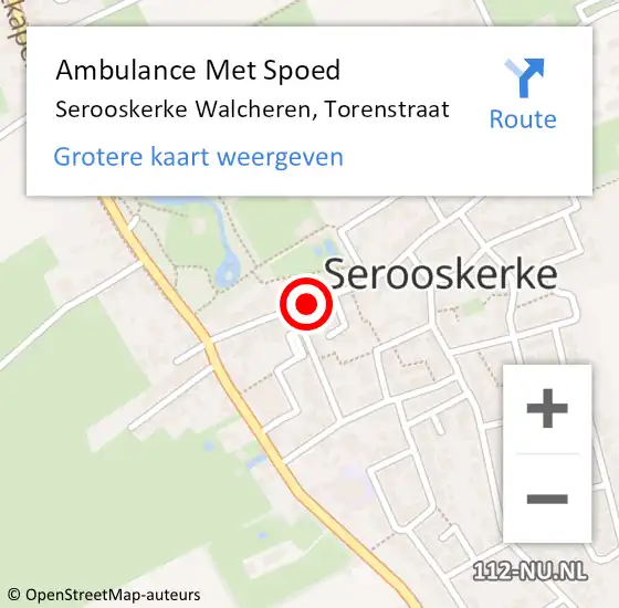 Locatie op kaart van de 112 melding: Ambulance Met Spoed Naar Serooskerke Walcheren, Torenstraat op 9 april 2014 21:05