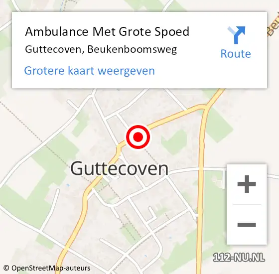 Locatie op kaart van de 112 melding: Ambulance Met Grote Spoed Naar Guttecoven, Beukenboomsweg op 28 september 2013 08:16