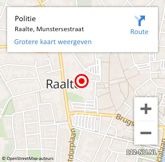 Locatie op kaart van de 112 melding: Politie Raalte, Munstersestraat op 6 augustus 2019 15:00