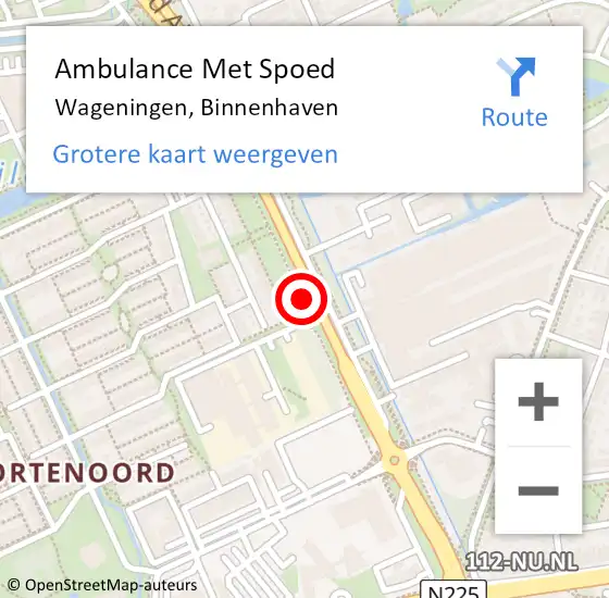 Locatie op kaart van de 112 melding: Ambulance Met Spoed Naar Wageningen, Binnenhaven op 6 augustus 2019 16:44