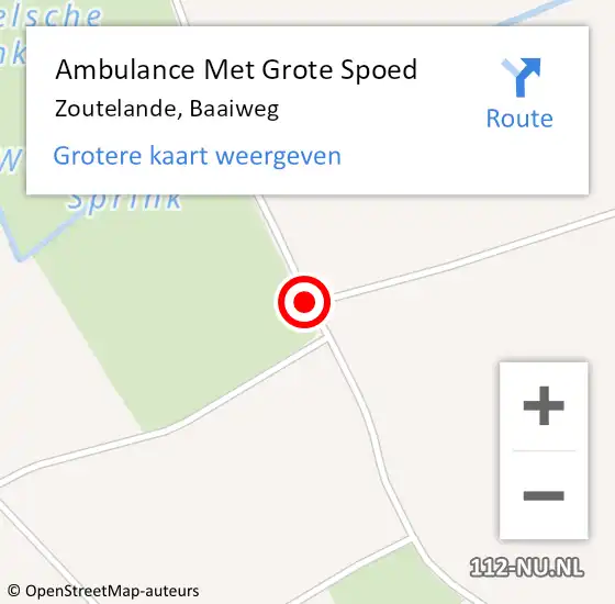 Locatie op kaart van de 112 melding: Ambulance Met Grote Spoed Naar Zoutelande, Baaiweg op 6 augustus 2019 17:46