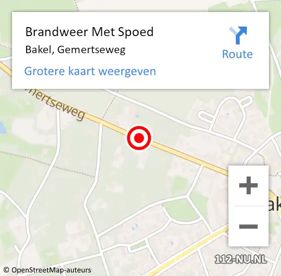 Locatie op kaart van de 112 melding: Brandweer Met Spoed Naar Bakel, Gemertseweg op 6 augustus 2019 17:52