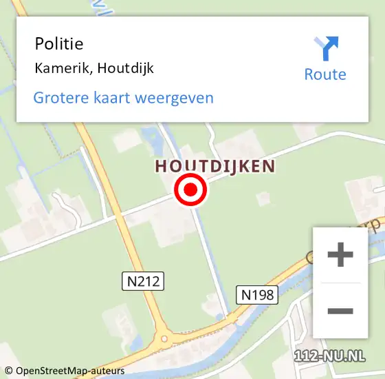 Locatie op kaart van de 112 melding: Politie Kamerik, Houtdijk op 6 augustus 2019 20:21