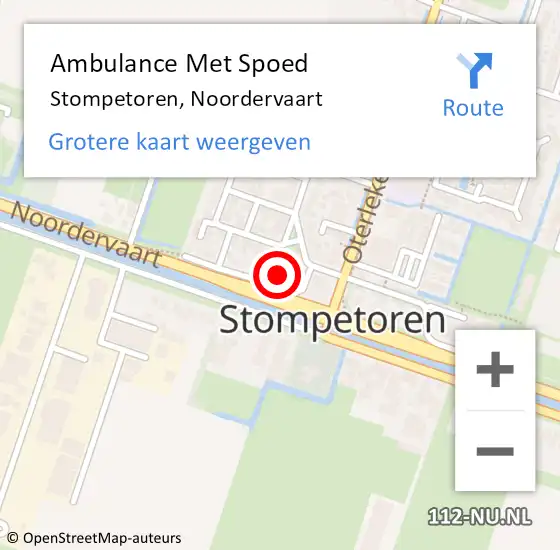 Locatie op kaart van de 112 melding: Ambulance Met Spoed Naar Stompetoren, Noordervaart op 9 april 2014 21:55