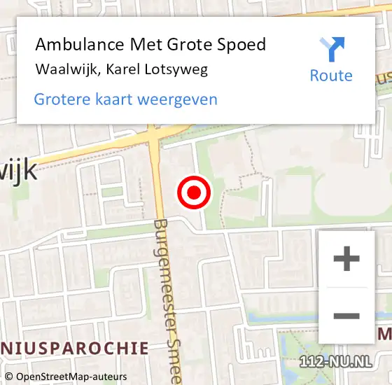 Locatie op kaart van de 112 melding: Ambulance Met Grote Spoed Naar Waalwijk, Karel Lotsyweg op 9 april 2014 21:57