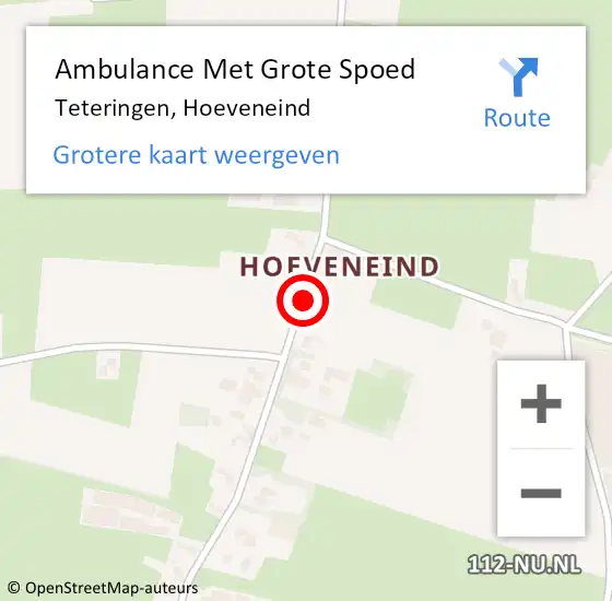 Locatie op kaart van de 112 melding: Ambulance Met Grote Spoed Naar Teteringen, Hoeveneind op 6 augustus 2019 20:44