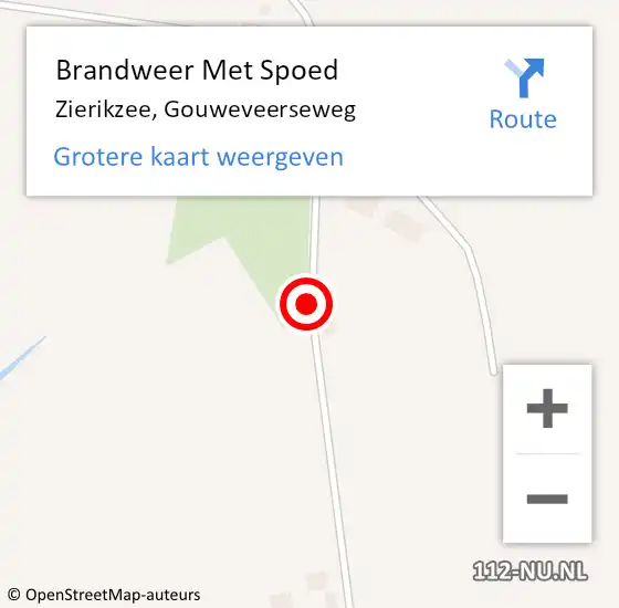 Locatie op kaart van de 112 melding: Brandweer Met Spoed Naar Zierikzee, Gouweveerseweg op 6 augustus 2019 21:20