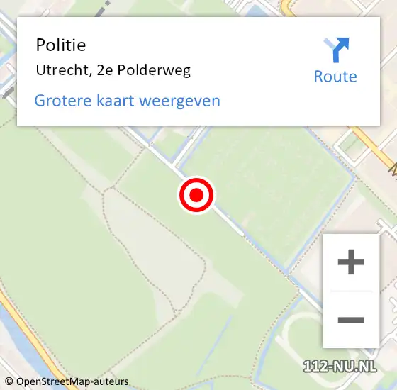 Locatie op kaart van de 112 melding: Politie Utrecht, 2e Polderweg op 6 augustus 2019 22:01