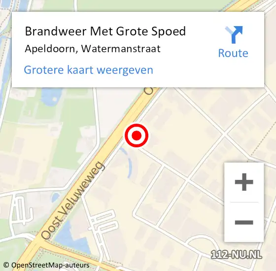 Locatie op kaart van de 112 melding: Brandweer Met Grote Spoed Naar Apeldoorn, Watermanstraat op 9 april 2014 22:12