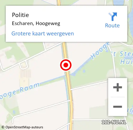 Locatie op kaart van de 112 melding: Politie Escharen, Hoogeweg op 6 augustus 2019 23:11