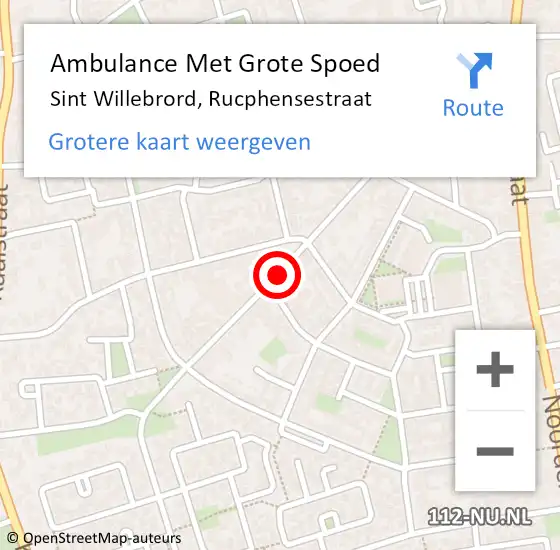 Locatie op kaart van de 112 melding: Ambulance Met Grote Spoed Naar Sint Willebrord, Rucphensestraat op 7 augustus 2019 00:48