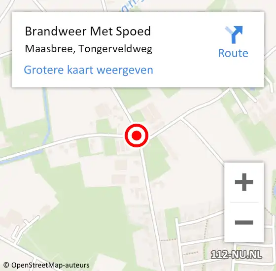 Locatie op kaart van de 112 melding: Brandweer Met Spoed Naar Maasbree, Tongerveldweg op 7 augustus 2019 02:59