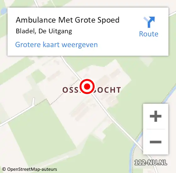 Locatie op kaart van de 112 melding: Ambulance Met Grote Spoed Naar Bladel, De Uitgang op 7 augustus 2019 04:59