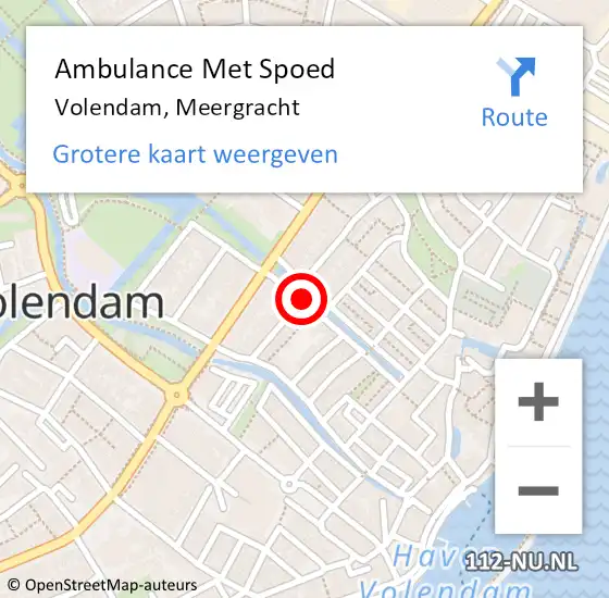 Locatie op kaart van de 112 melding: Ambulance Met Spoed Naar Volendam, Meergracht op 7 augustus 2019 08:00