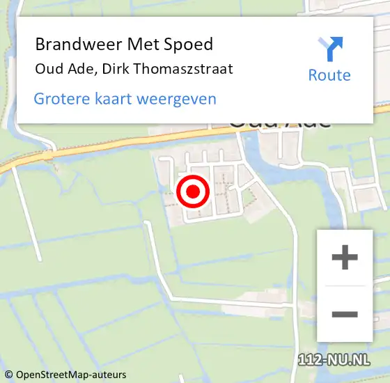 Locatie op kaart van de 112 melding: Brandweer Met Spoed Naar Oud Ade, Dirk Thomaszstraat op 7 september 2013 18:50