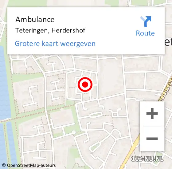 Locatie op kaart van de 112 melding: Ambulance Teteringen, Herdershof op 7 augustus 2019 10:15