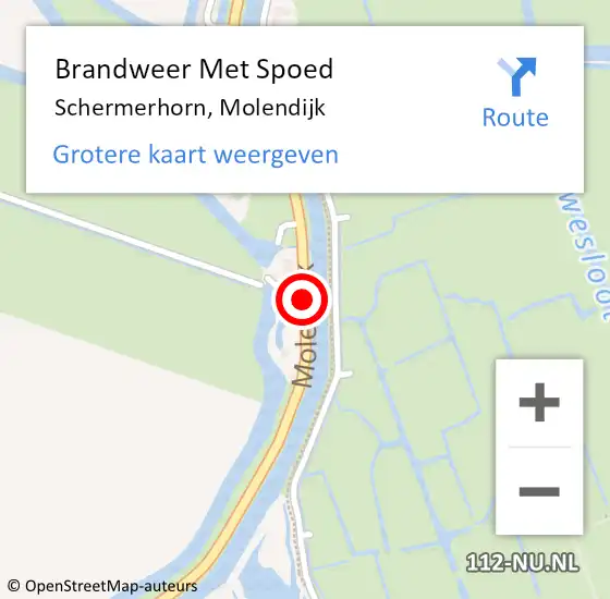 Locatie op kaart van de 112 melding: Brandweer Met Spoed Naar Schermerhorn, Molendijk op 7 augustus 2019 10:24