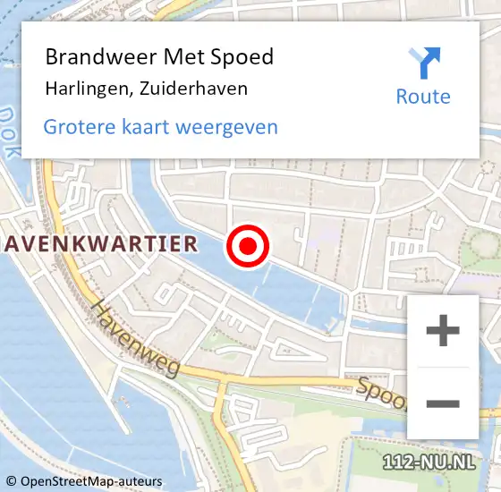 Locatie op kaart van de 112 melding: Brandweer Met Spoed Naar Harlingen, Zuiderhaven op 9 april 2014 23:14