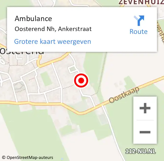 Locatie op kaart van de 112 melding: Ambulance Oosterend Nh, Ankerstraat op 7 augustus 2019 12:12
