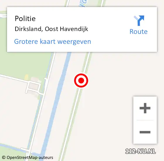 Locatie op kaart van de 112 melding: Politie Dirksland, Oost Havendijk op 7 augustus 2019 13:03