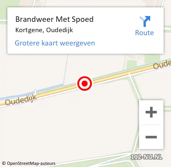 Locatie op kaart van de 112 melding: Brandweer Met Spoed Naar Kortgene, Oudedijk op 7 augustus 2019 13:34