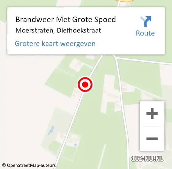 Locatie op kaart van de 112 melding: Brandweer Met Grote Spoed Naar Moerstraten, Diefhoekstraat op 7 augustus 2019 14:26