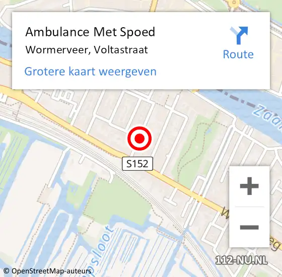 Locatie op kaart van de 112 melding: Ambulance Met Spoed Naar Wormerveer, Voltastraat op 7 augustus 2019 14:32