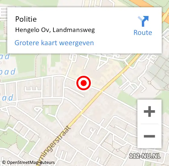 Locatie op kaart van de 112 melding: Politie Hengelo Ov, Landmansweg op 7 augustus 2019 14:51