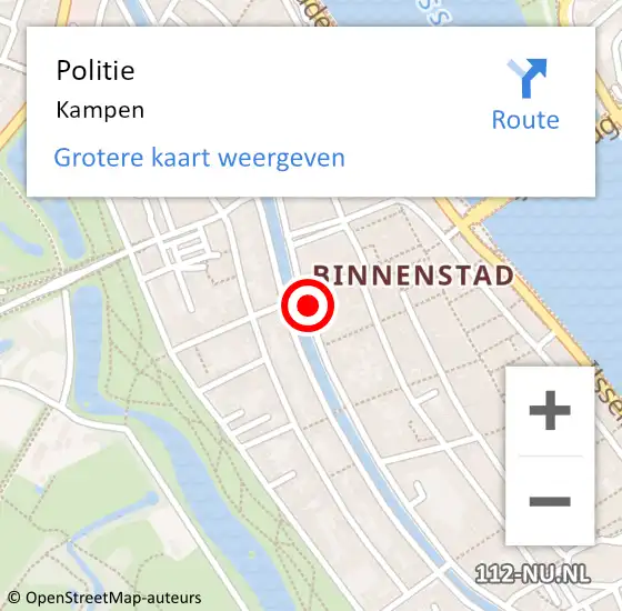 Locatie op kaart van de 112 melding: Politie Kampen op 7 augustus 2019 14:55