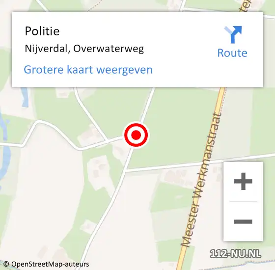 Locatie op kaart van de 112 melding: Politie Nijverdal, Overwaterweg op 7 augustus 2019 15:19