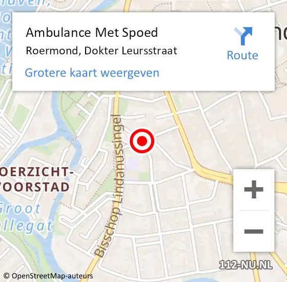 Locatie op kaart van de 112 melding: Ambulance Met Spoed Naar Roermond, Dokter Leursstraat op 7 augustus 2019 15:20